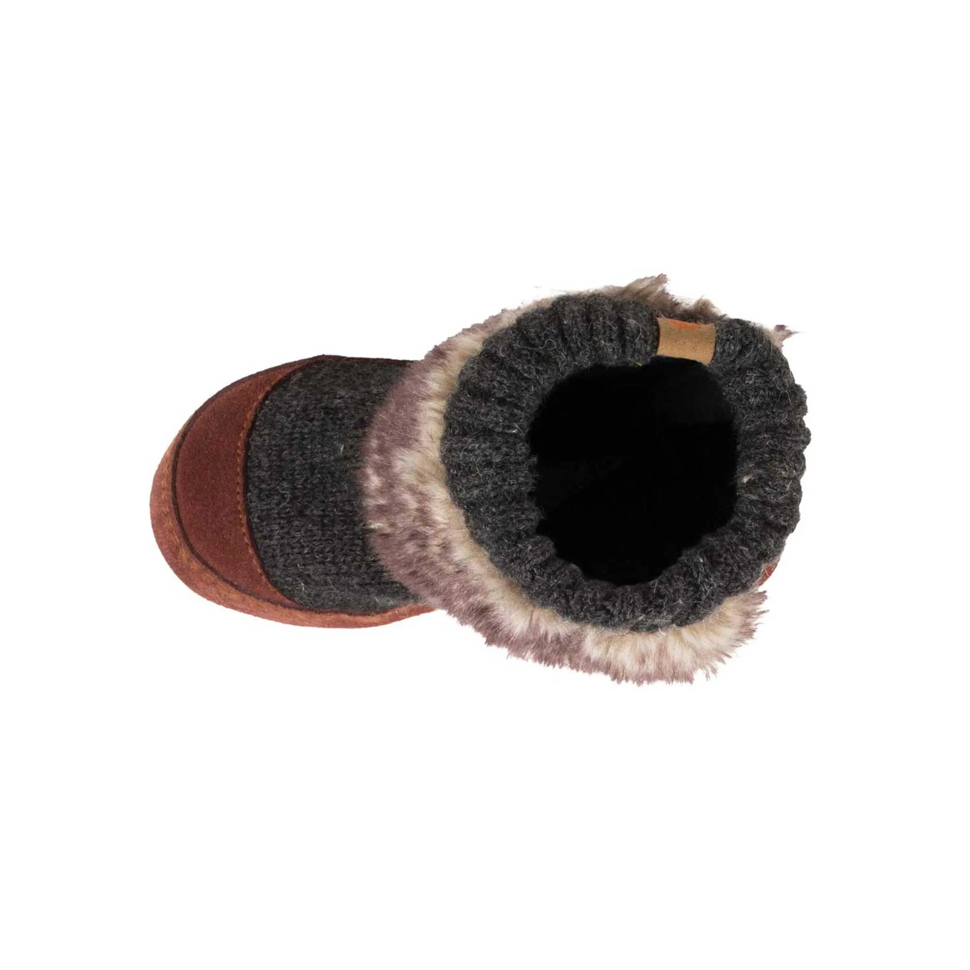 Acorn Kid's Slouch Boot Slippers - Comfort Charcoal Faux Fur, K8/9 | A18703ADS8-9