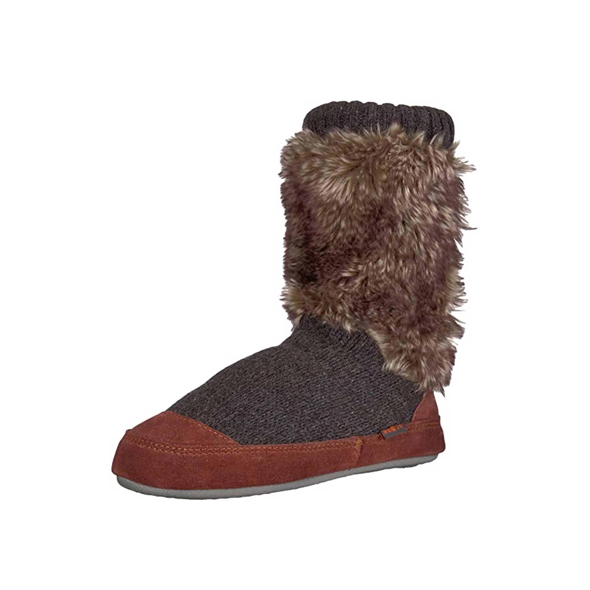 Acorn Kid's Slouch Boot Slippers - Comfort Charcoal Faux Fur, K8/9 | A18703ADS8-9