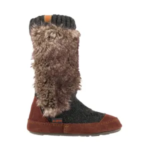 Acorn Kid's Slouch Boot Slippers - Comfort Charcoal Faux Fur, K8/9 | A18703ADS8-9