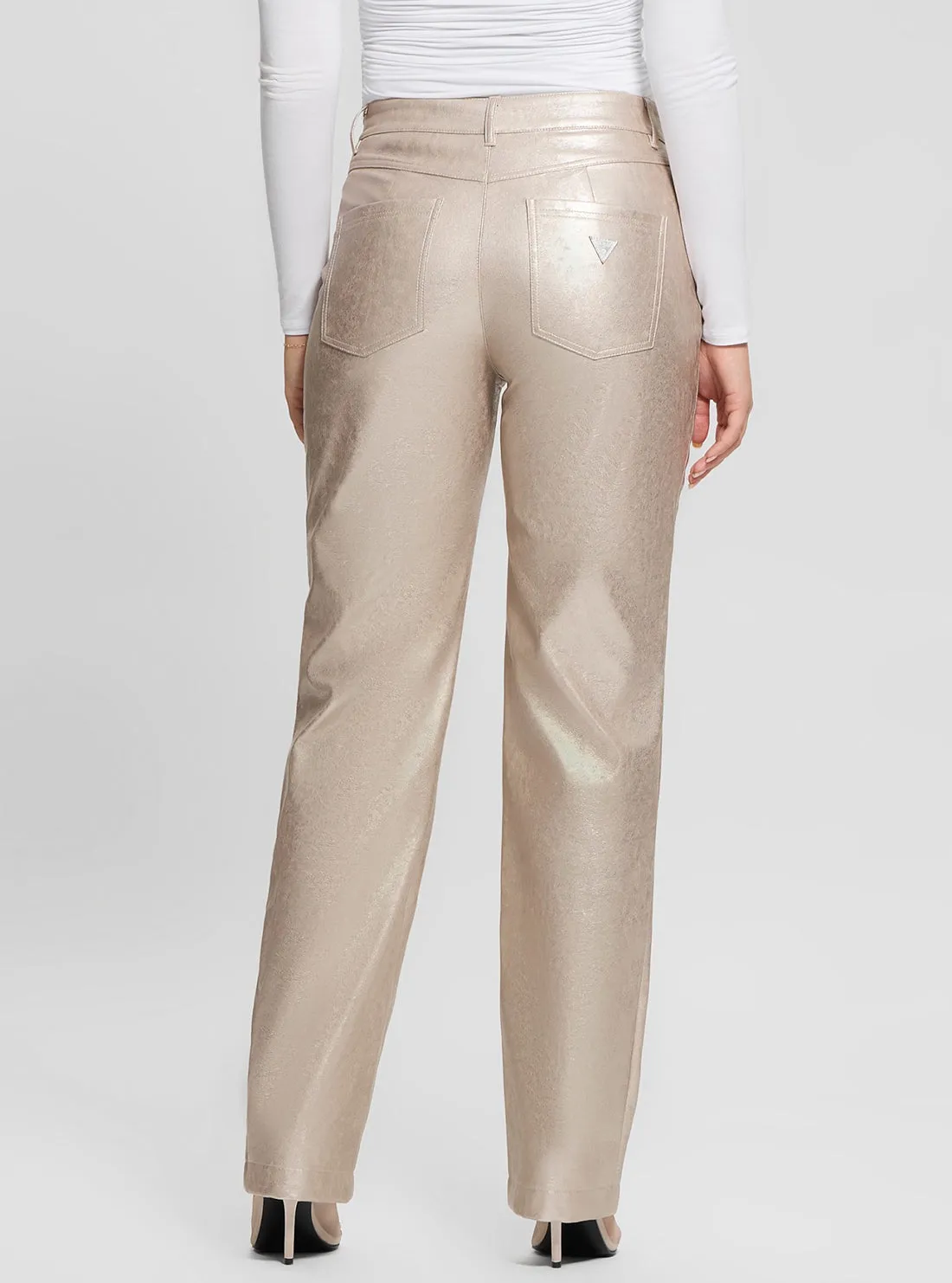 Beige Ambra Metallic Pants