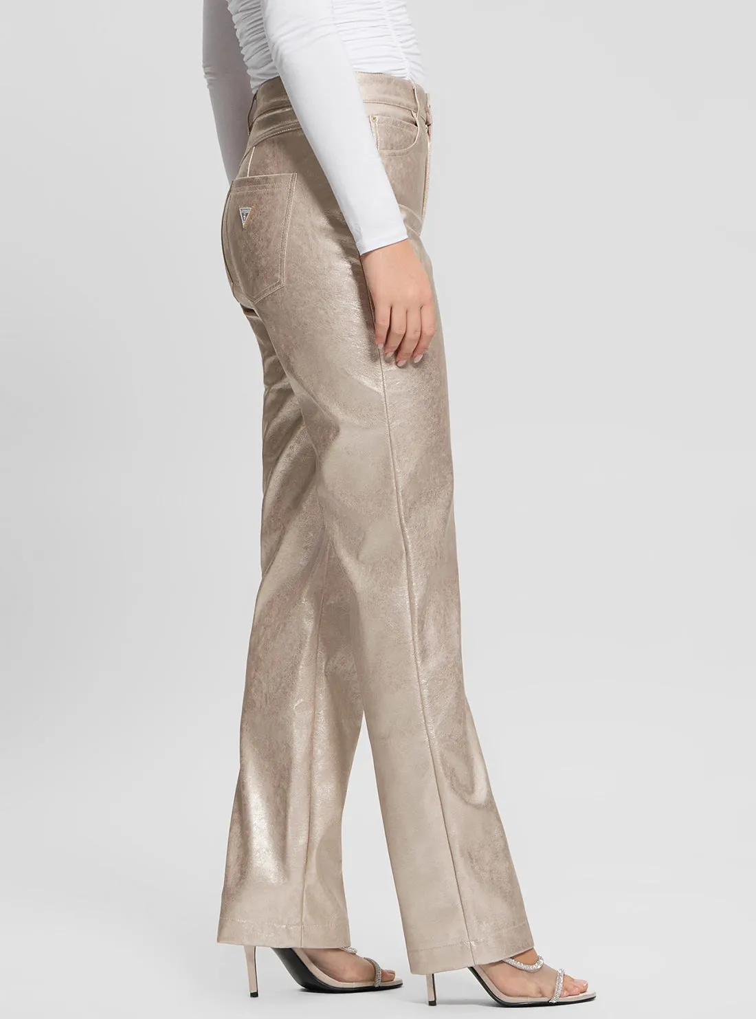 Beige Ambra Metallic Pants