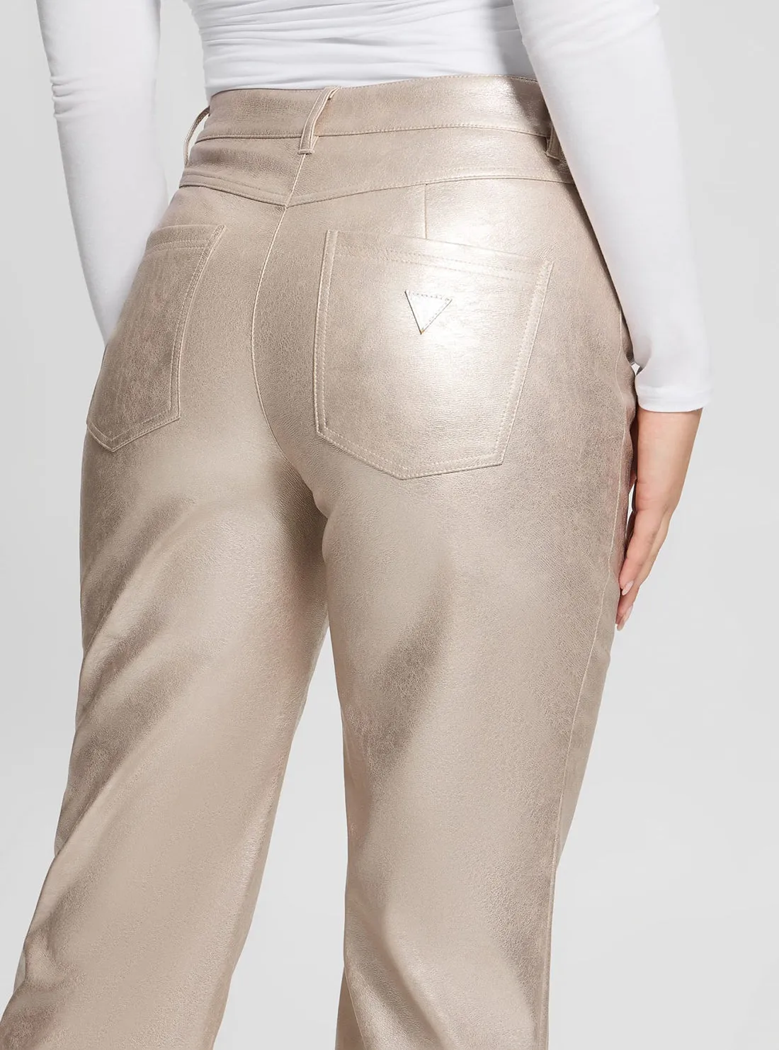 Beige Ambra Metallic Pants