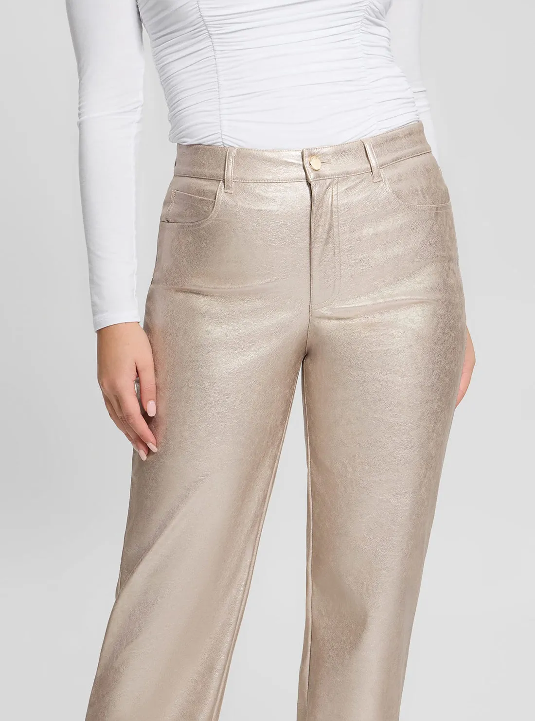 Beige Ambra Metallic Pants