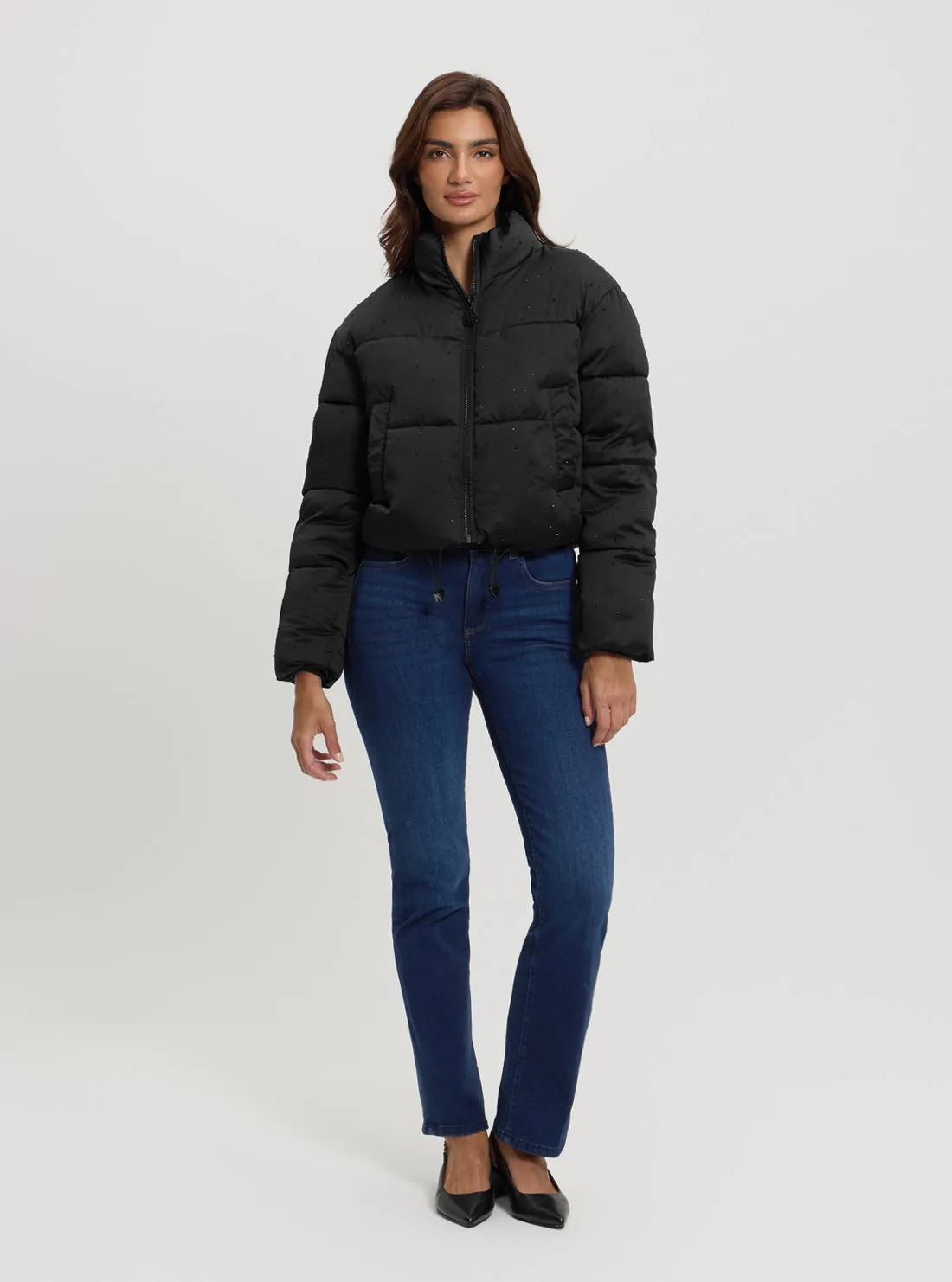 Black Antonia Strass Puffer Jacket