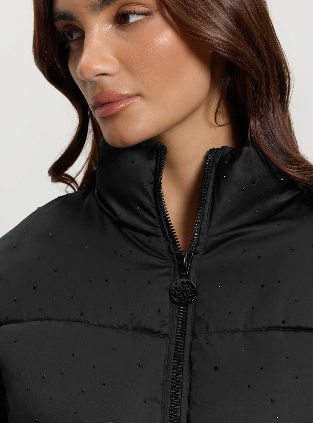 Black Antonia Strass Puffer Jacket