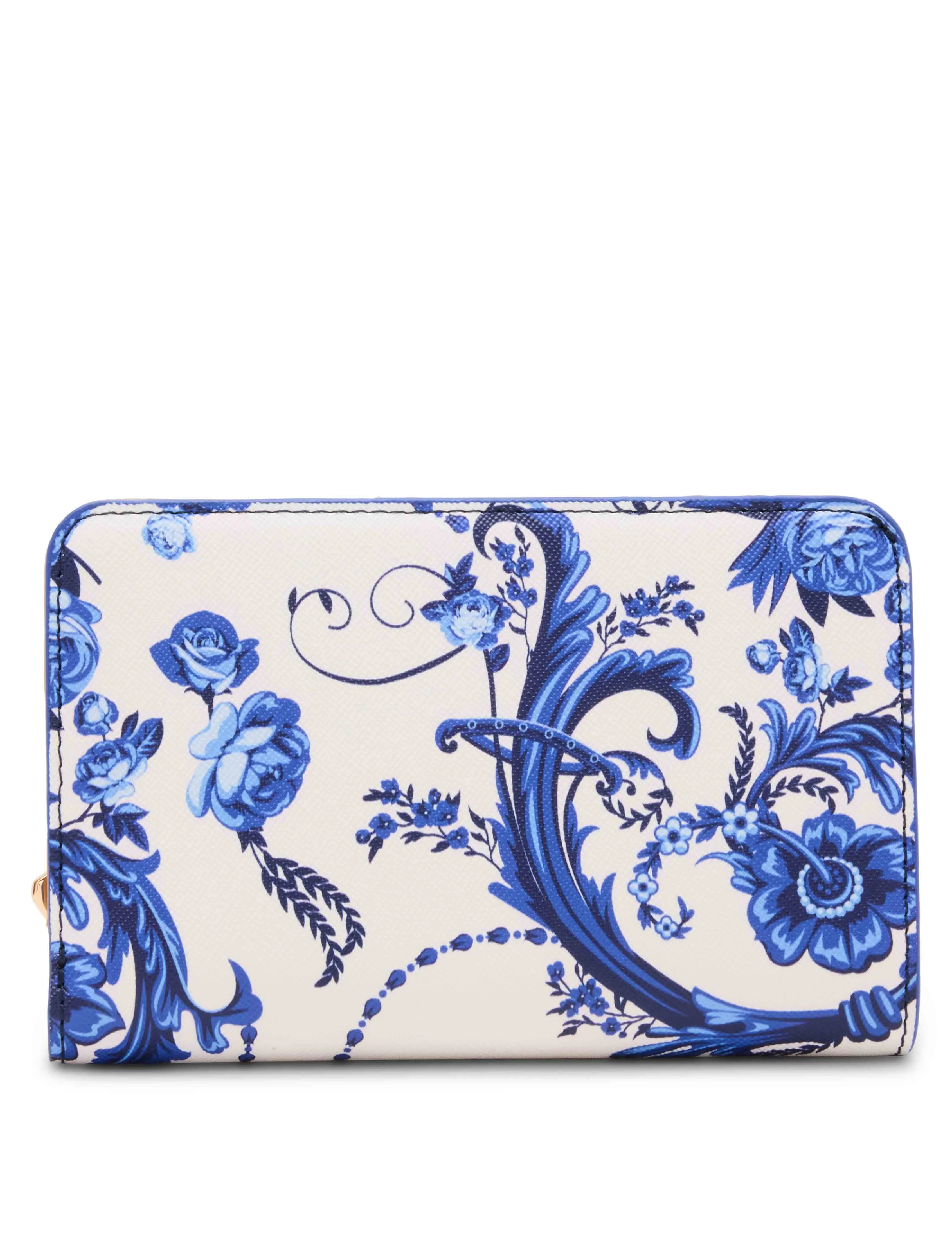 Blue Toile Medum Snap Bifold Wallet