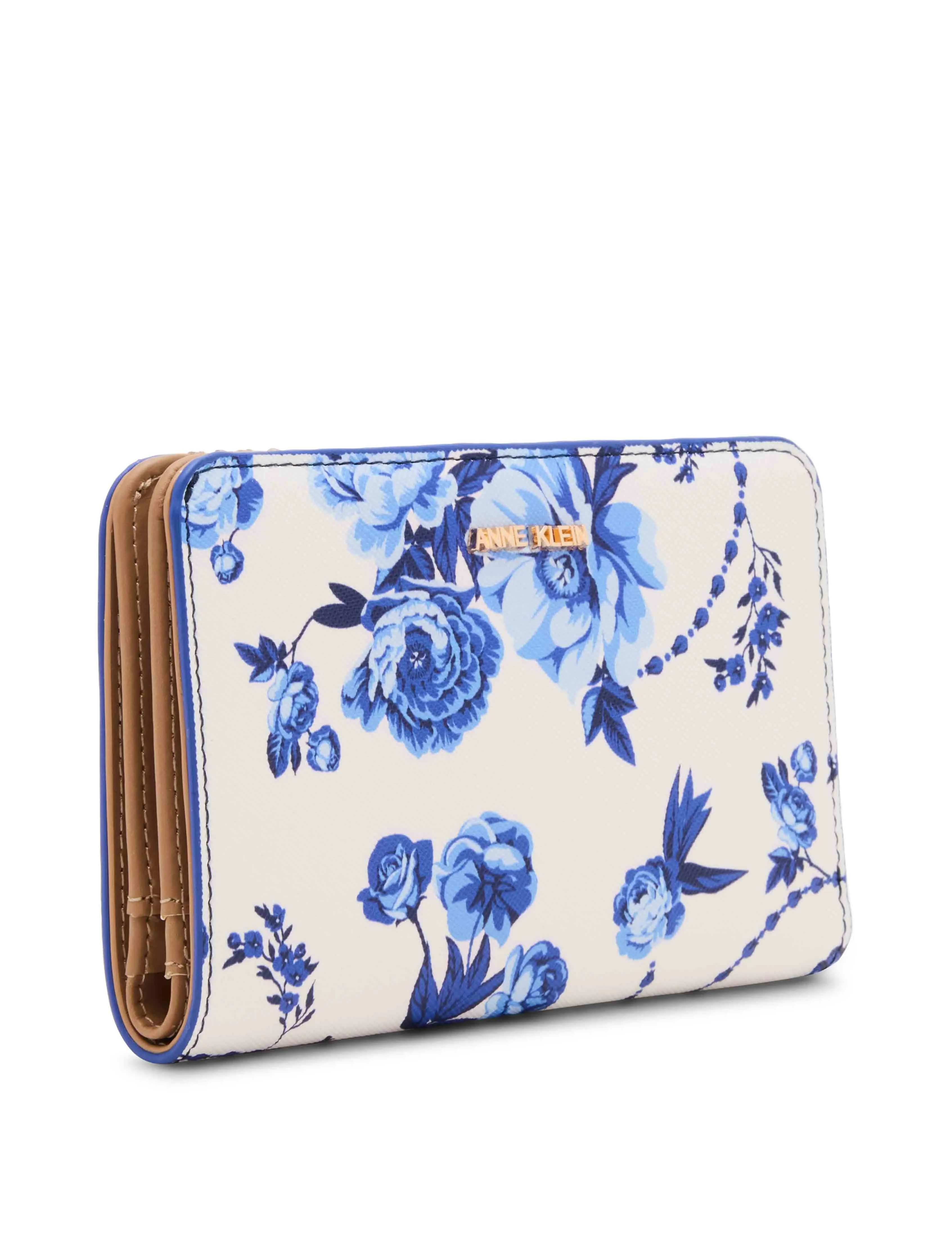Blue Toile Medum Snap Bifold Wallet