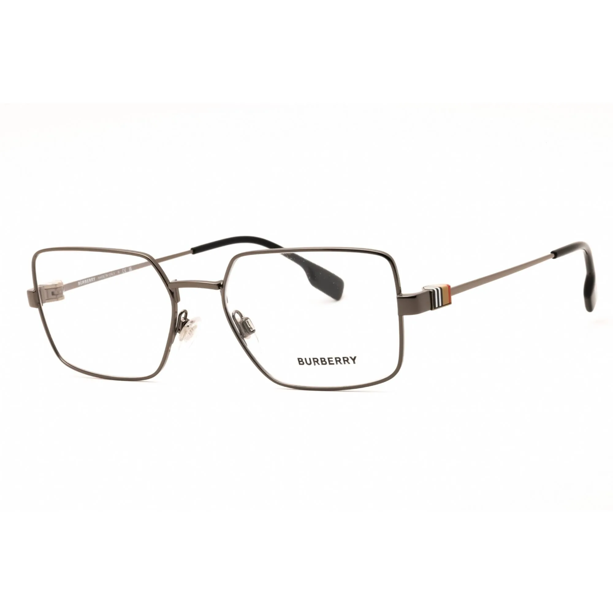 Burberry Men's Eyeglasses - Gunmetal Metal Rectangular Full Rim Frame | 0BE1380 1003