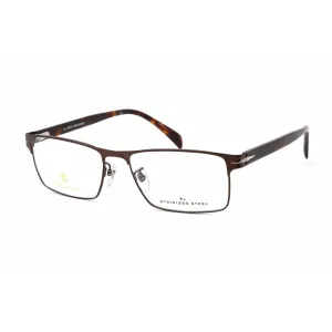 David Beckham Men's Eyeglasses - Matte Brown Metal Rectangular Frame | DB7015 Y24 00