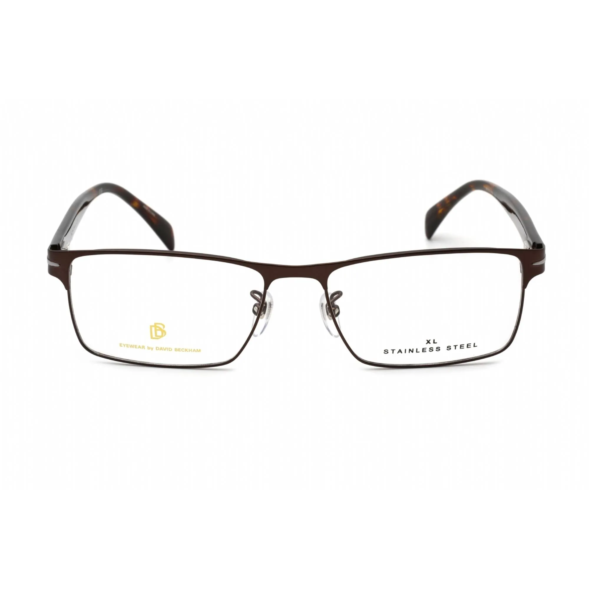 David Beckham Men's Eyeglasses - Matte Brown Metal Rectangular Frame | DB7015 Y24 00