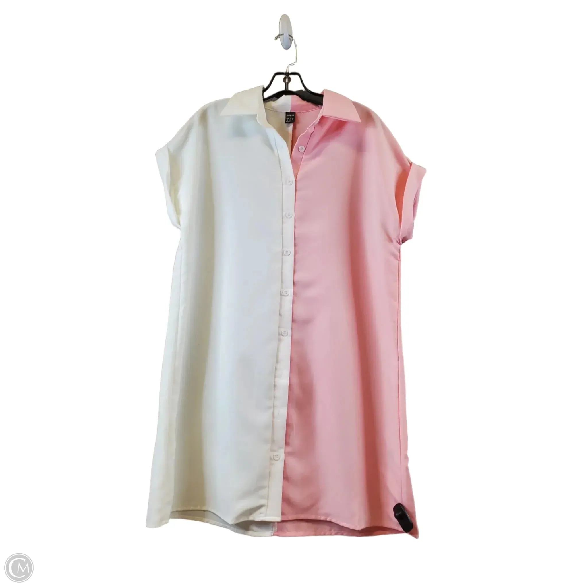 Dress Casual Midi By Shein In Pink & White, Size: S