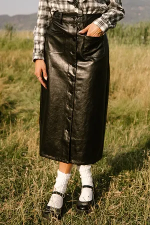 Emma Vegan Leather Skirt in Black - FINAL SALE