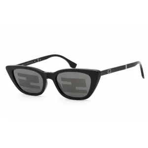 Fendi Men's Sunglasses - Shiny Black Cat Eye Frame Smoke Mirror Lens | FE40089I 01C