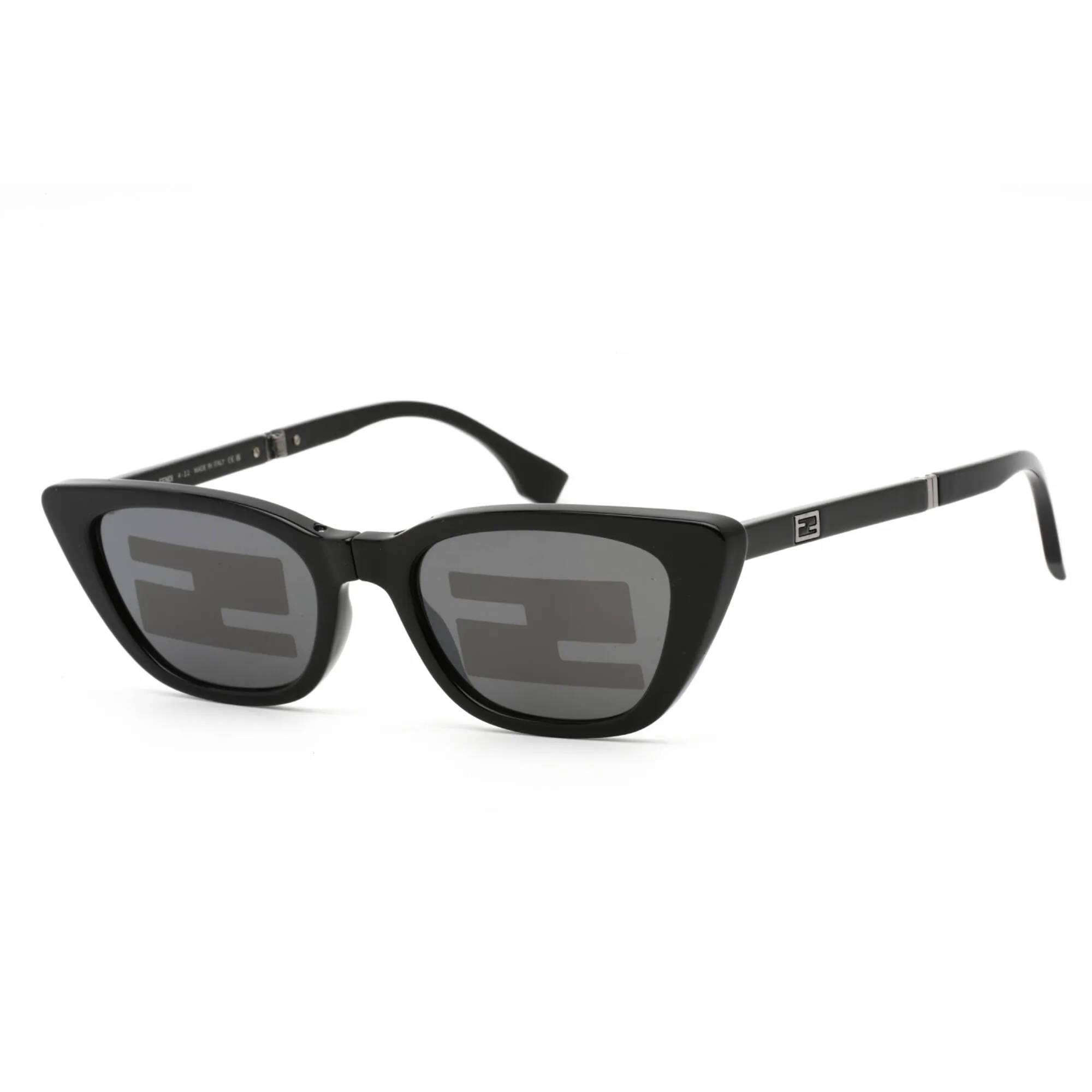Fendi Men's Sunglasses - Shiny Black Cat Eye Frame Smoke Mirror Lens | FE40089I 01C