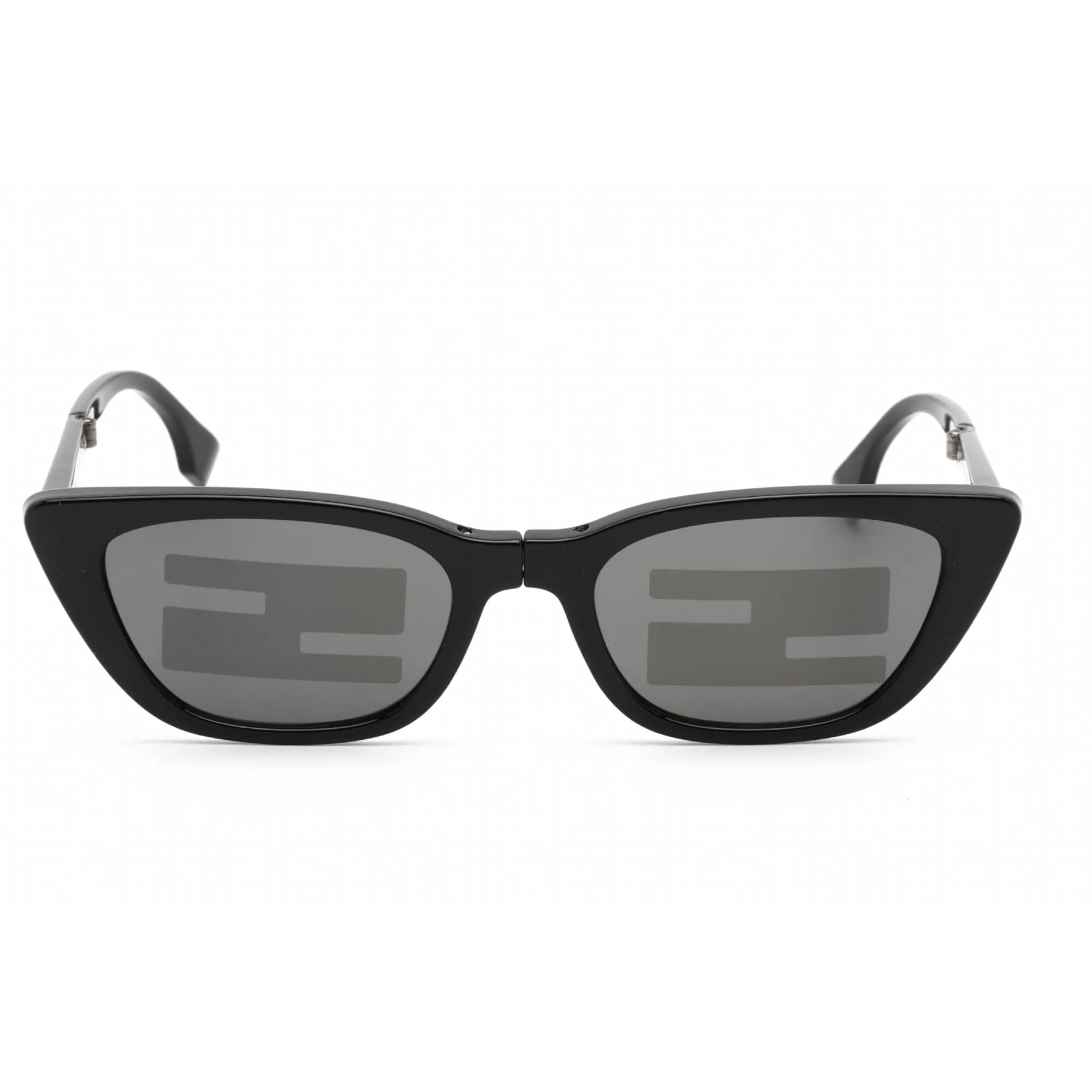 Fendi Men's Sunglasses - Shiny Black Cat Eye Frame Smoke Mirror Lens | FE40089I 01C