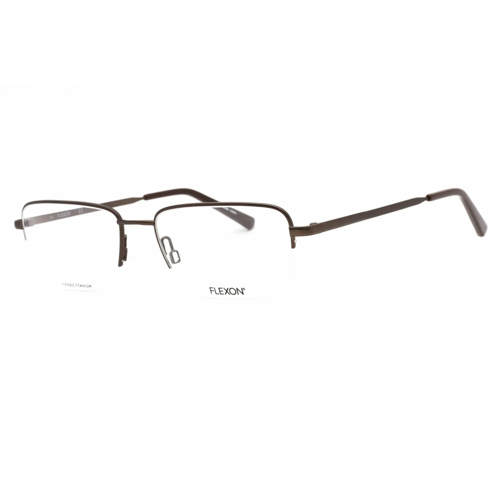 Flexon Men's Eyeglasses - Brown Rectangular Half Rim Metal Frame | FLEXON H6050 210