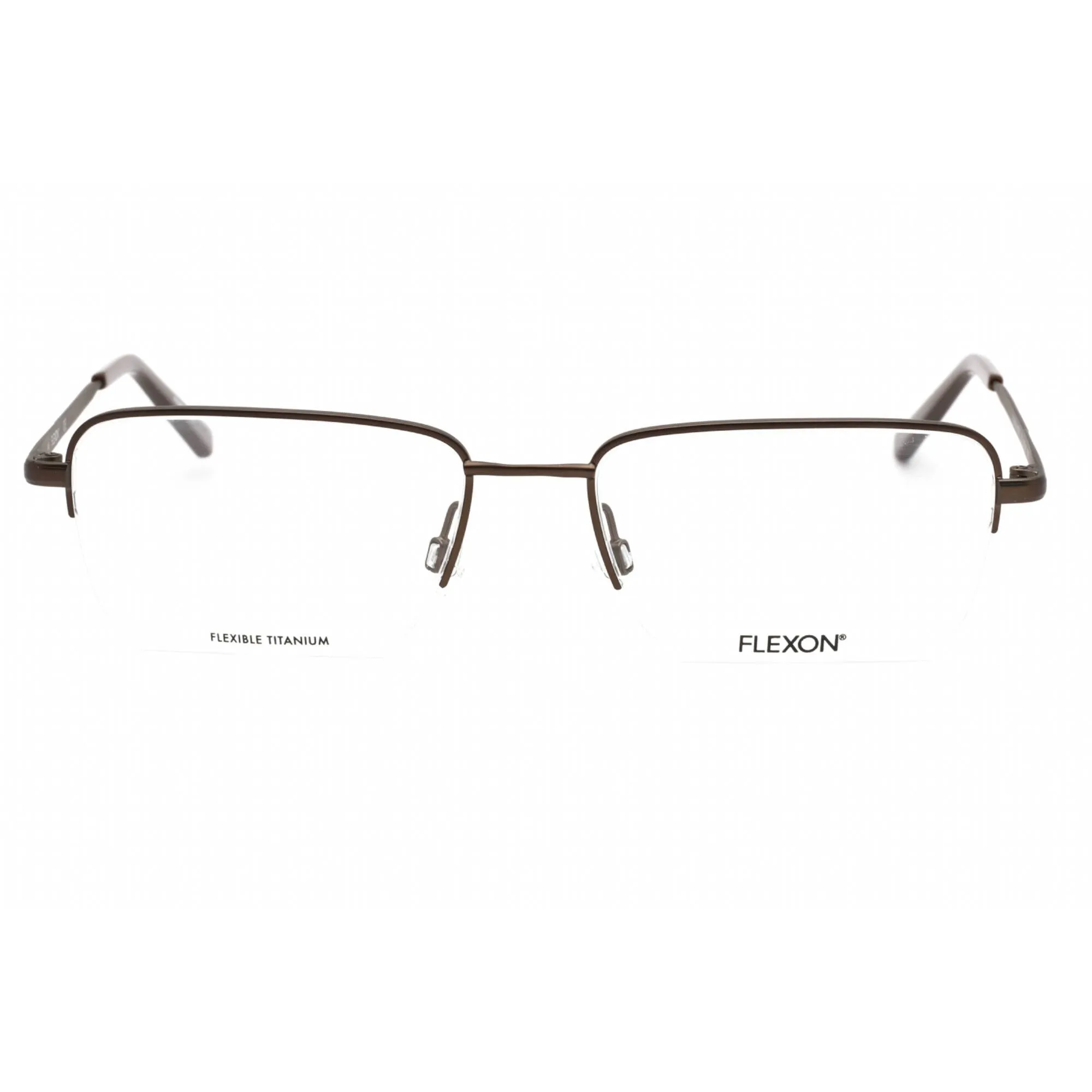 Flexon Men's Eyeglasses - Brown Rectangular Half Rim Metal Frame | FLEXON H6050 210