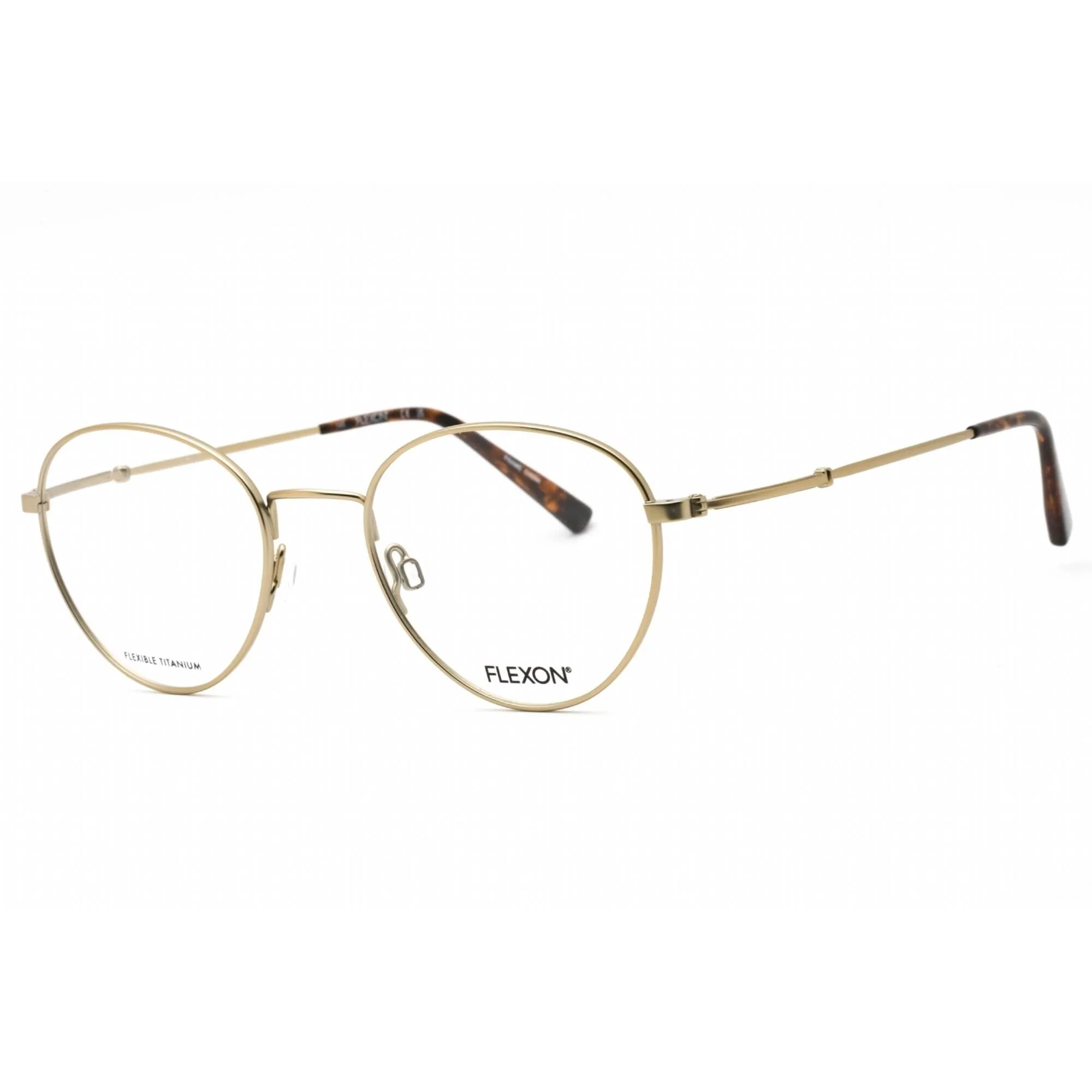 Flexon Men's Eyeglasses - Gold Metal Round Full Rim Frame | FLEXON H6032 710