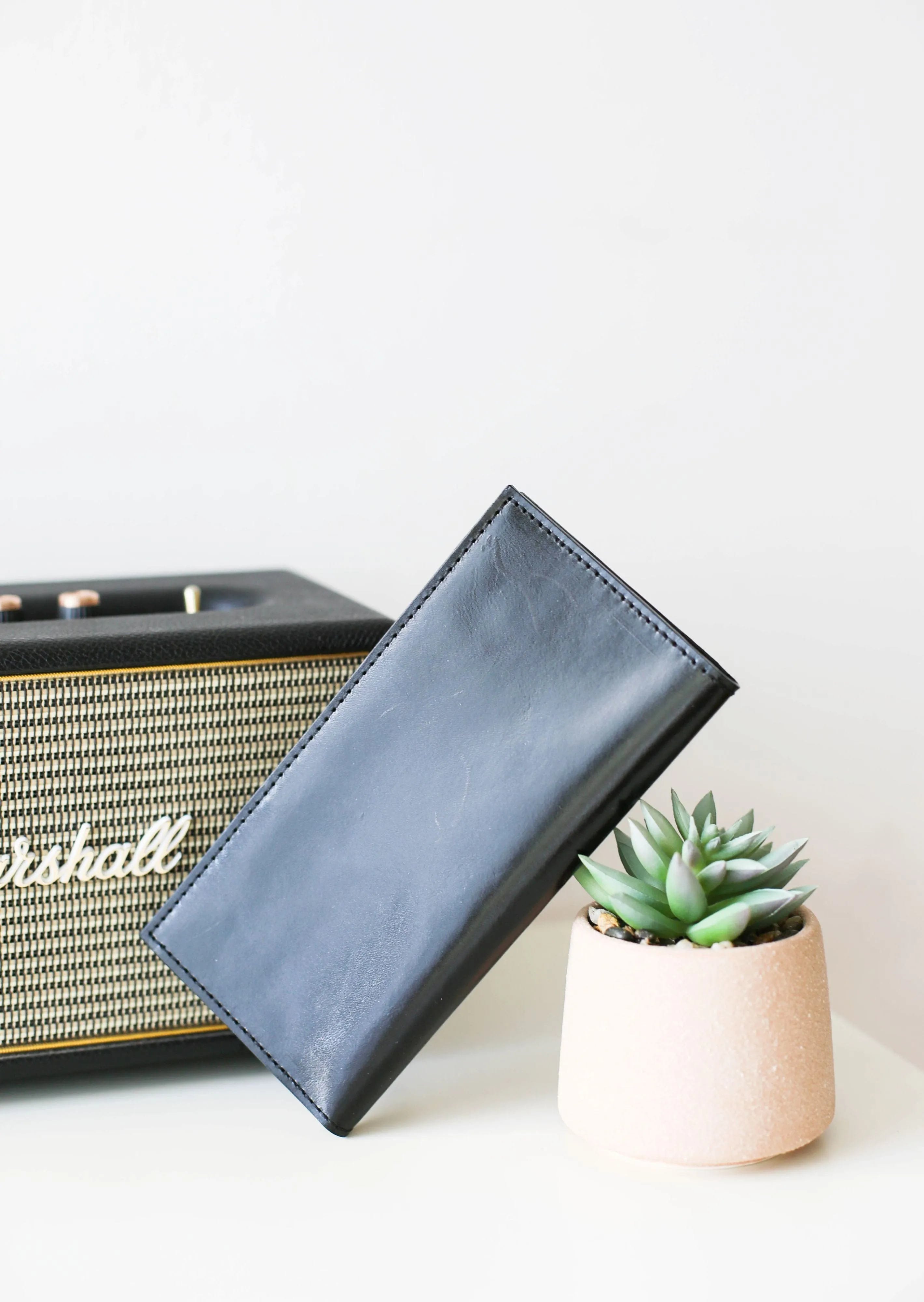 Glossy Black Leather Wallet - N02