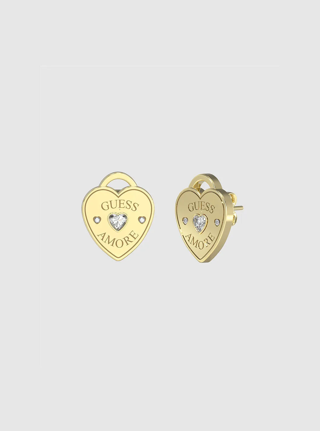 Gold Logo Heart Stud Earrings