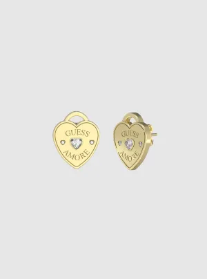 Gold Logo Heart Stud Earrings