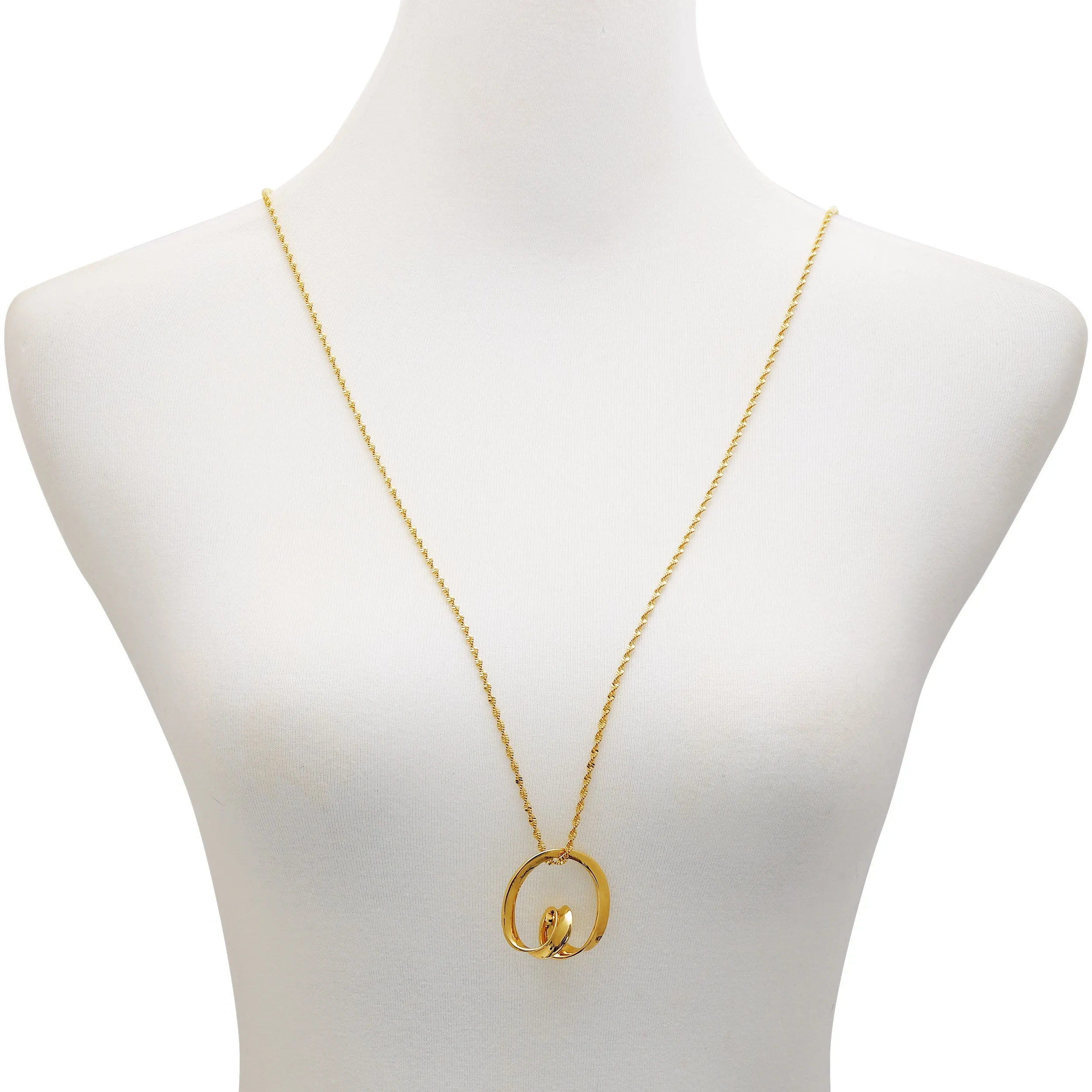 Goldtone Herringbone Chain Long Necklace