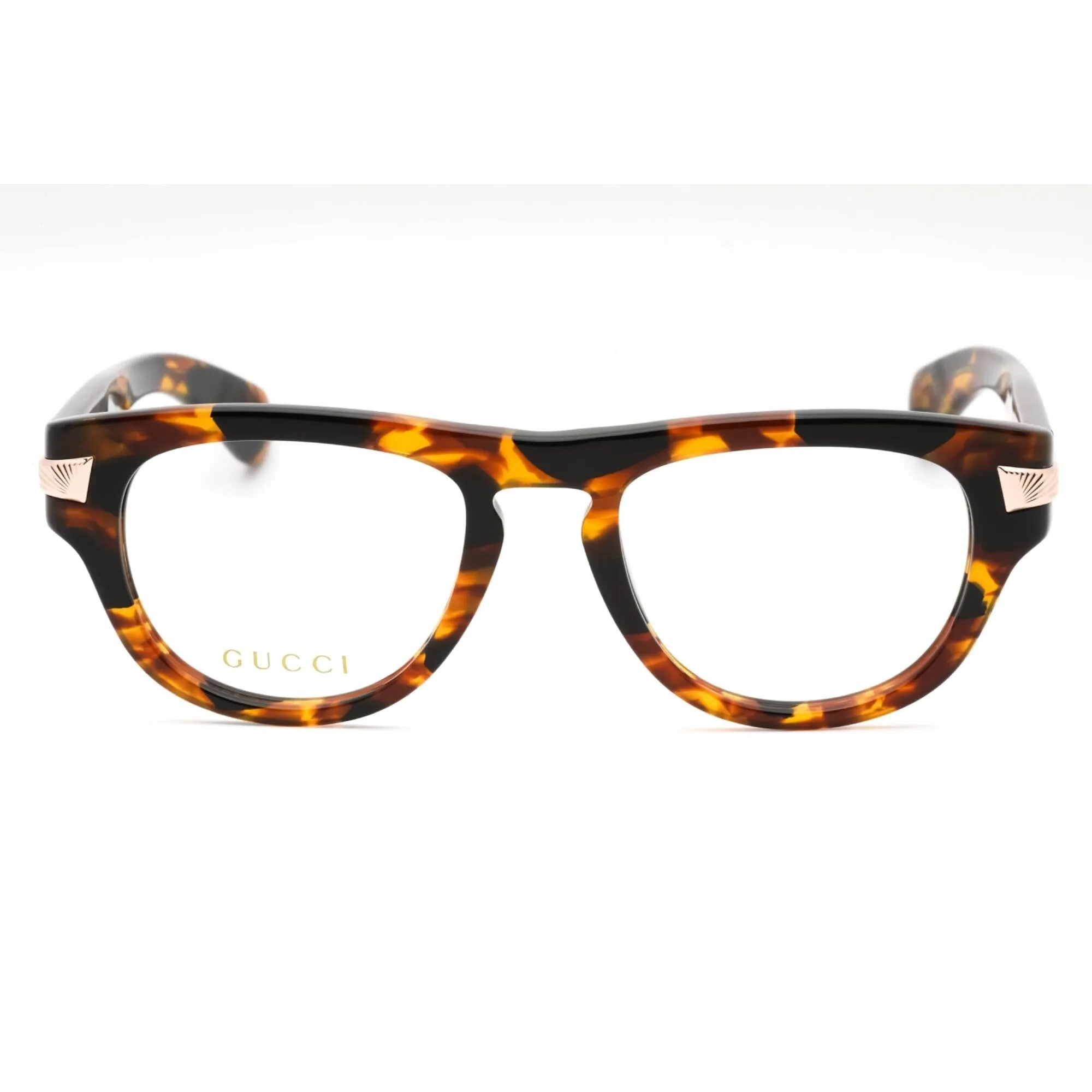 Gucci Men's Eyeglasses - Havana Plastic Oval Full Rim Frame Clear Lens | GG1519O 002