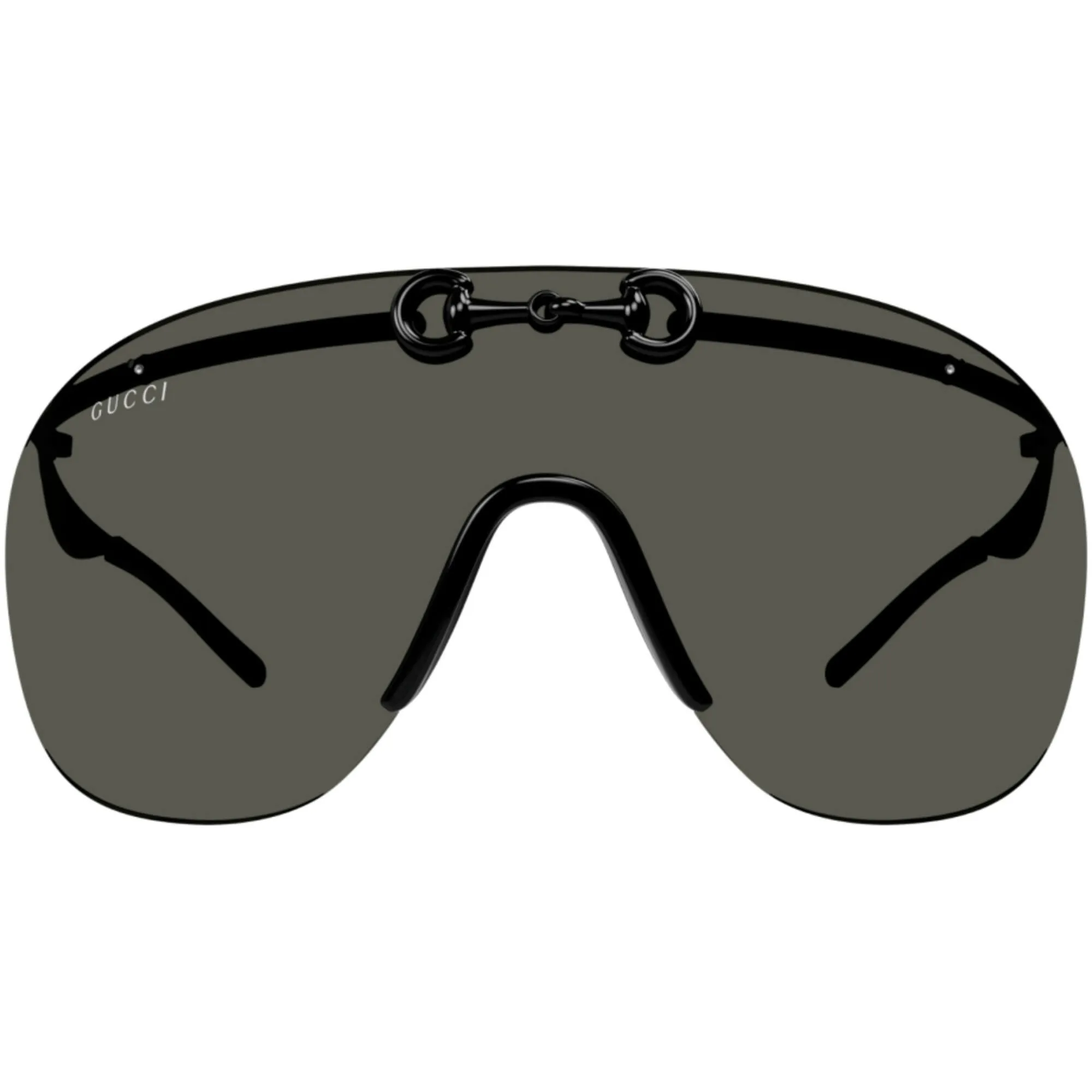 Gucci Men's Sunglasses - Black Metal Rimless Shield Frame Grey Lens | GG1656S 001