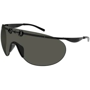 Gucci Men's Sunglasses - Black Metal Rimless Shield Frame Grey Lens | GG1656S 001