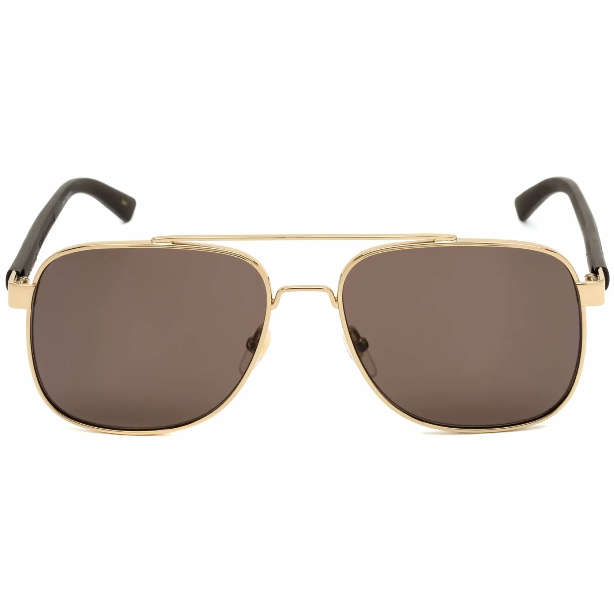 Gucci Men's Sunglasses - Gold Pilot Full Rim Metal Frame Brown Lens | GG0422S 003