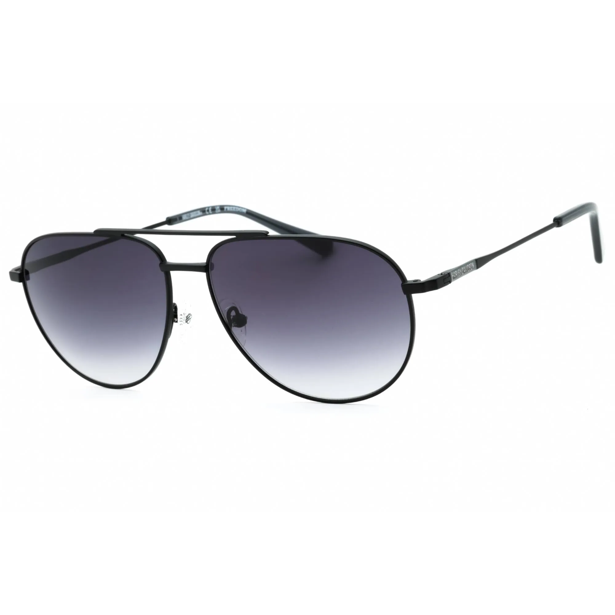 Harley Davidson Men's Sunglasses - Matte Black Aviator Frame Smoke Lens | HD1012X 02B