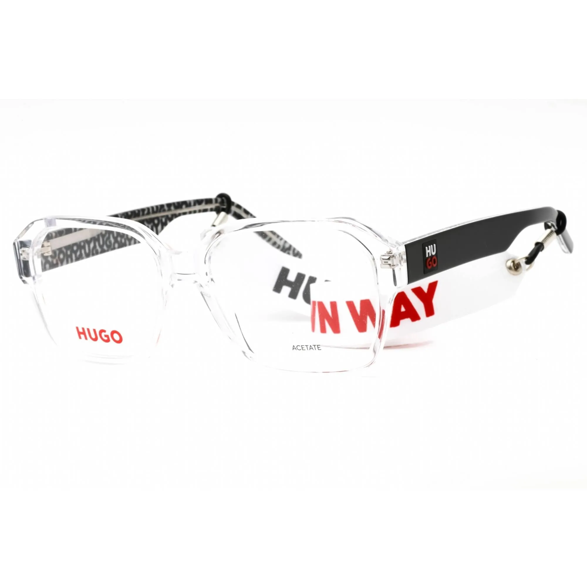 Hugo Men's Eyeglasses - Crystal Black Geometric Full Rim Frame | HG 1222 0MNG 00