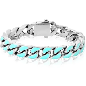 Invicta Men's Chain Bracelet - Light Blue Enamel Steel, 8.5 | B8619-85