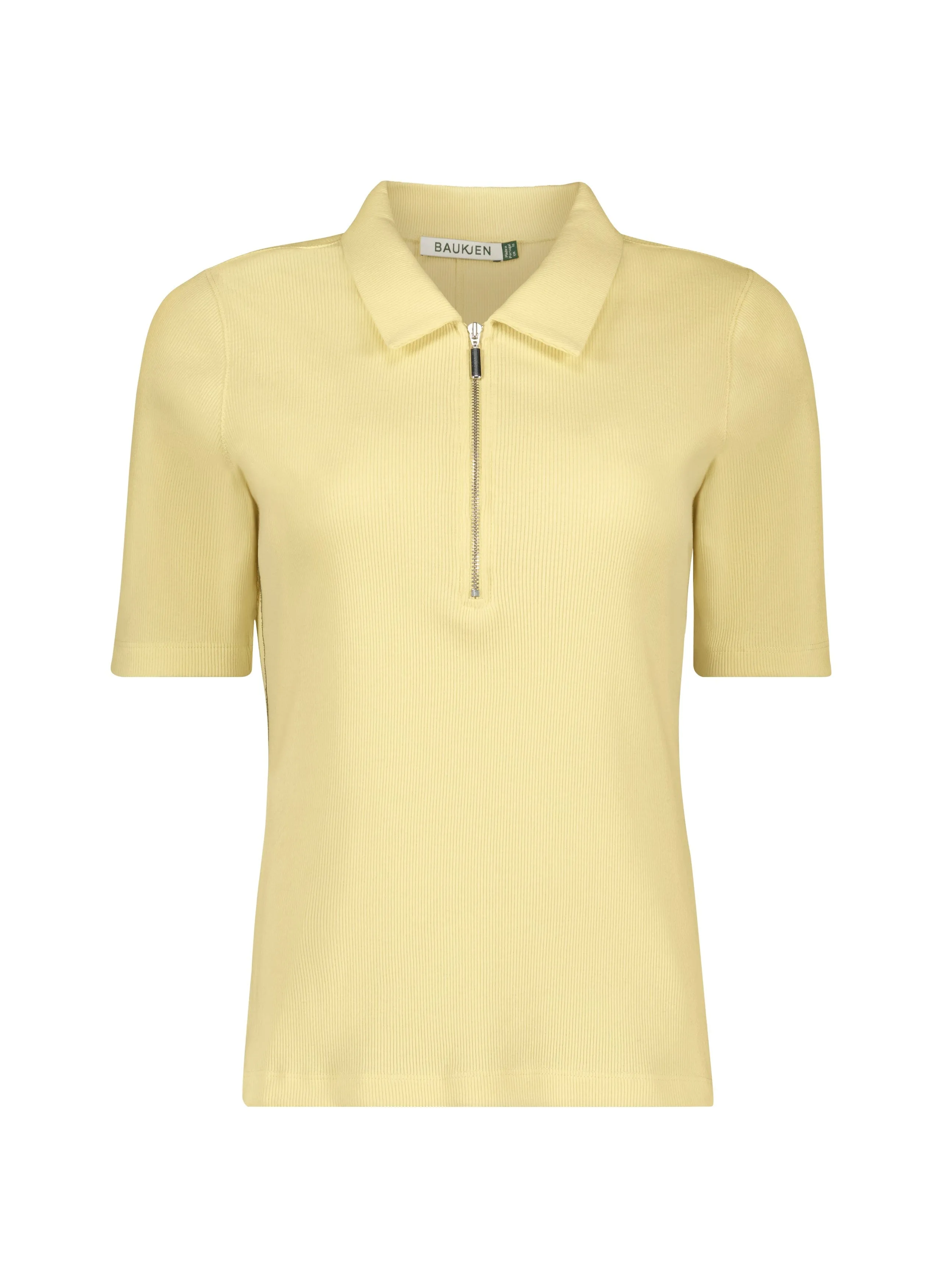 Ivy Organic Rib Zip Collar Top | Butter Yellow