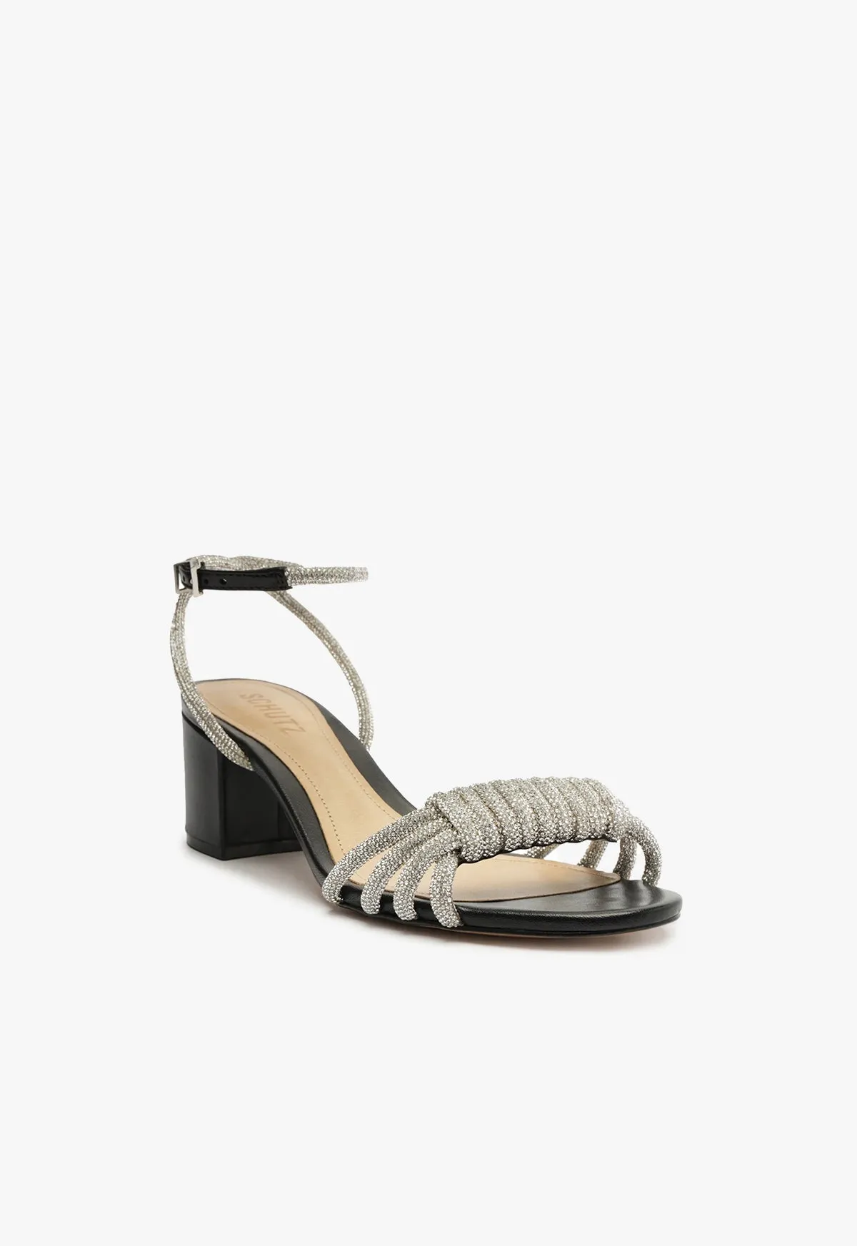 Jewell Mid Block Nappa Leather Sandal