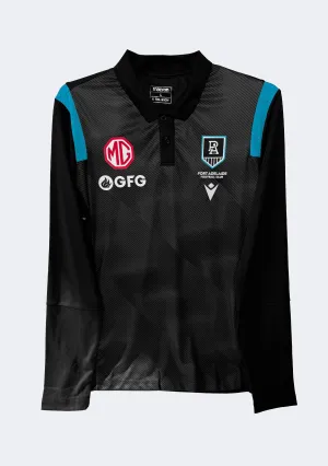 Macron Men's Port Adelaide M21 Travel Poly Polo L/S