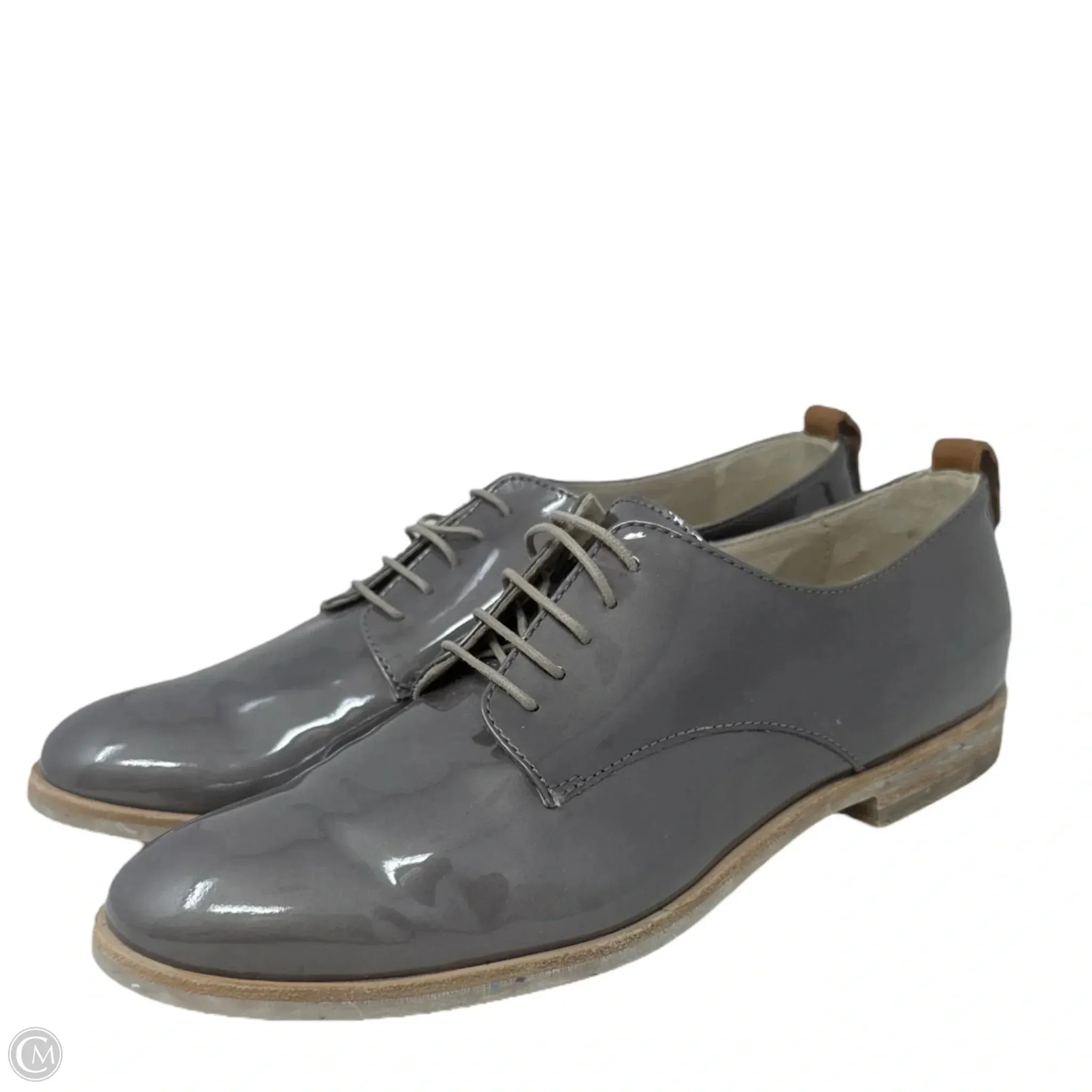 Metallic Patent Oxfords By Agl In Grey, Size: US 6.5/ IT 36.5