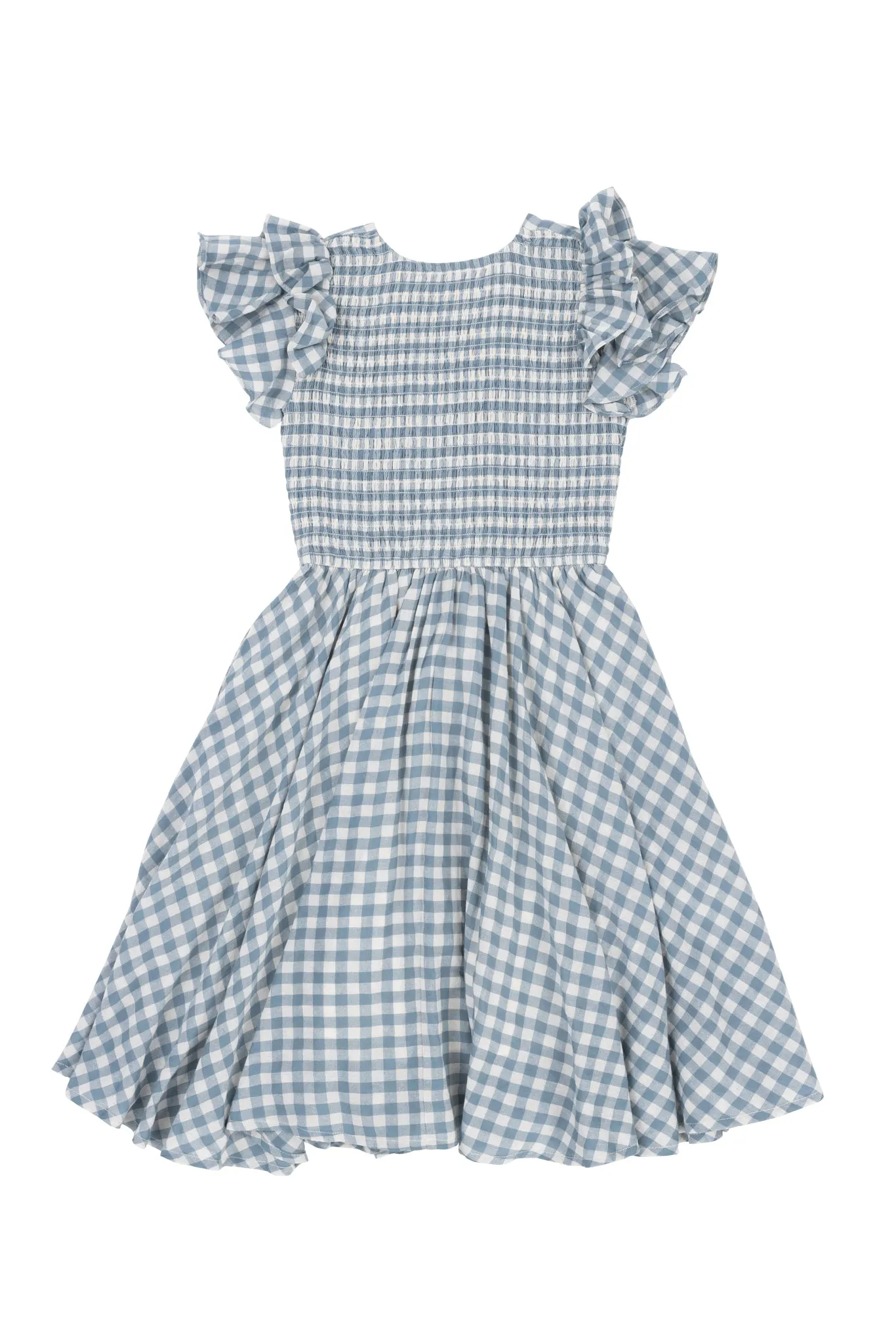 Mini Hattie Dress in Dusty Teal Gingham