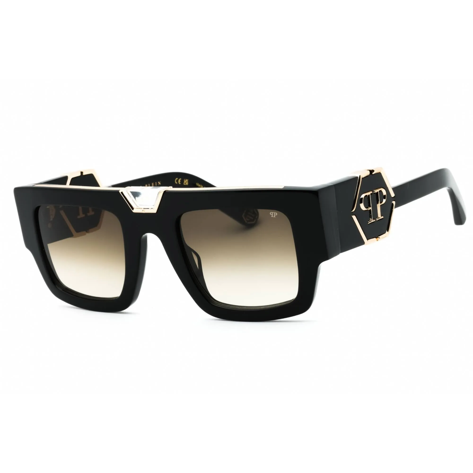 Philipp Plein Men's Sunglasses - Shiny Black Full Rim Square Frame | SPP092M 0700