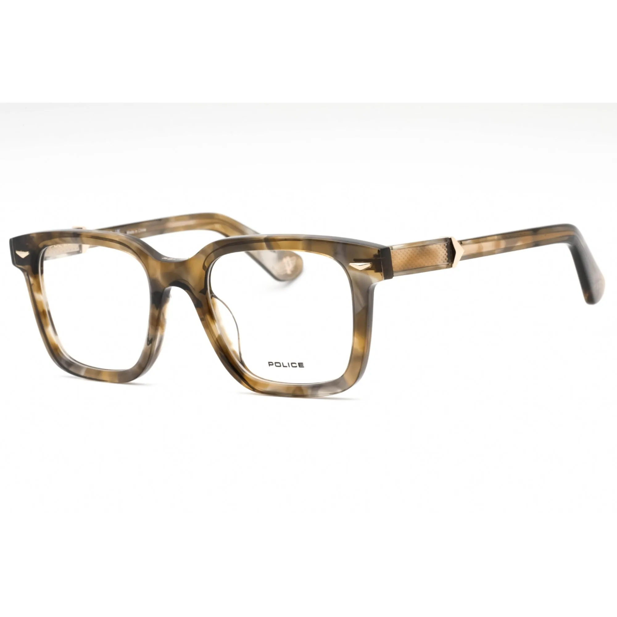 Police Men's Eyeglasses - Tortoise Plastic Square Shape Full Rim Frame | VPLG80 0KHA