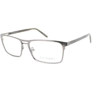 Primary Men's Eyeglasses - Demo Lens Metal Full Rim Rectangular Frame | 1058 GUNMETAL