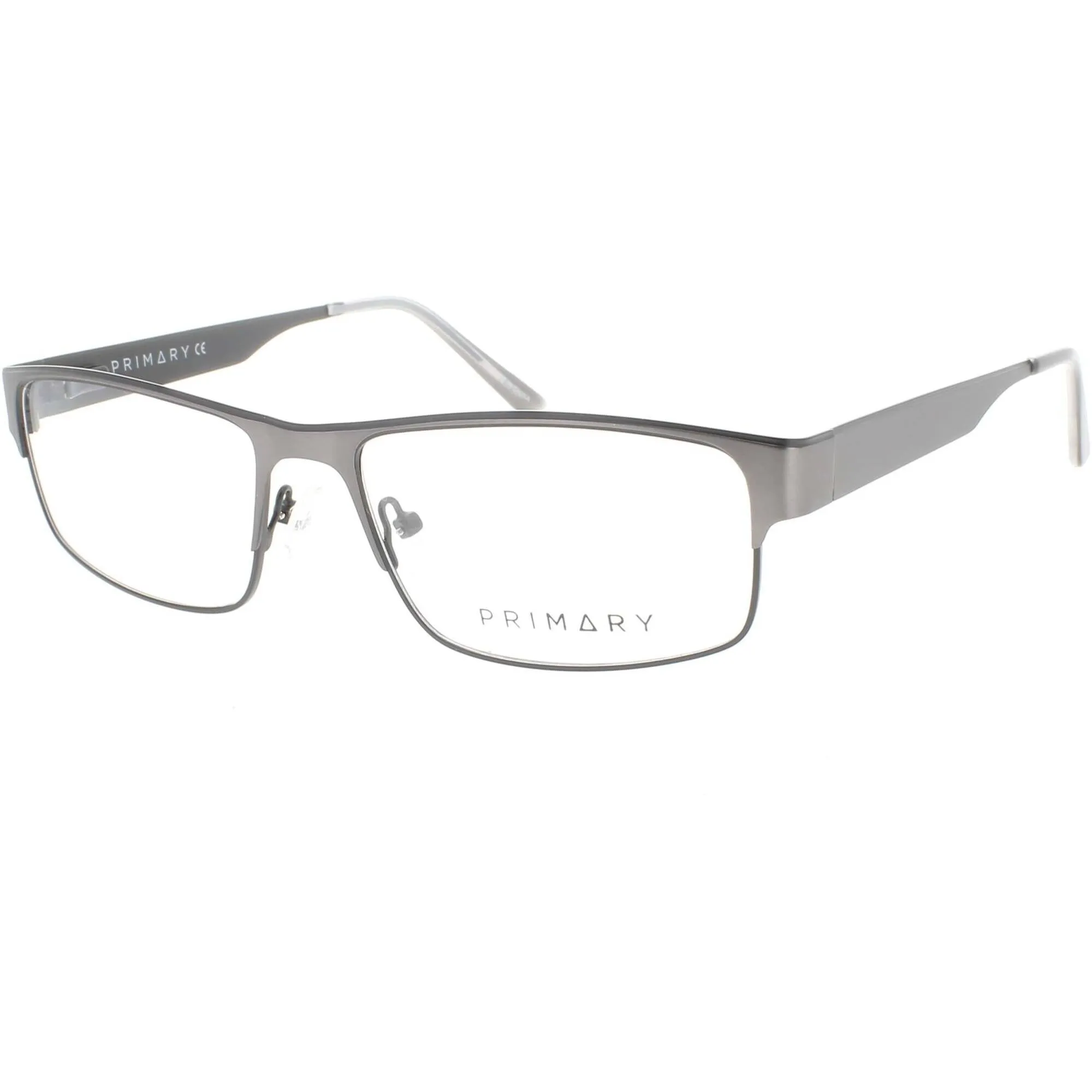 Primary Men's Eyeglasses - Demo Lens Metal Rectangular Frame | PN123 GUNMETAL/BLACK