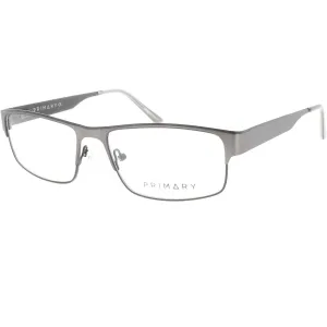 Primary Men's Eyeglasses - Demo Lens Metal Rectangular Frame | PN123 GUNMETAL/BLACK