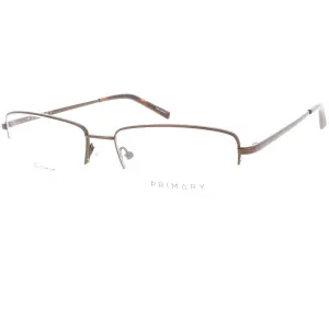 Primary Men's Eyeglasses - Demo Lens Titanium Rectangular Shape Frame | Pt107 Brown
