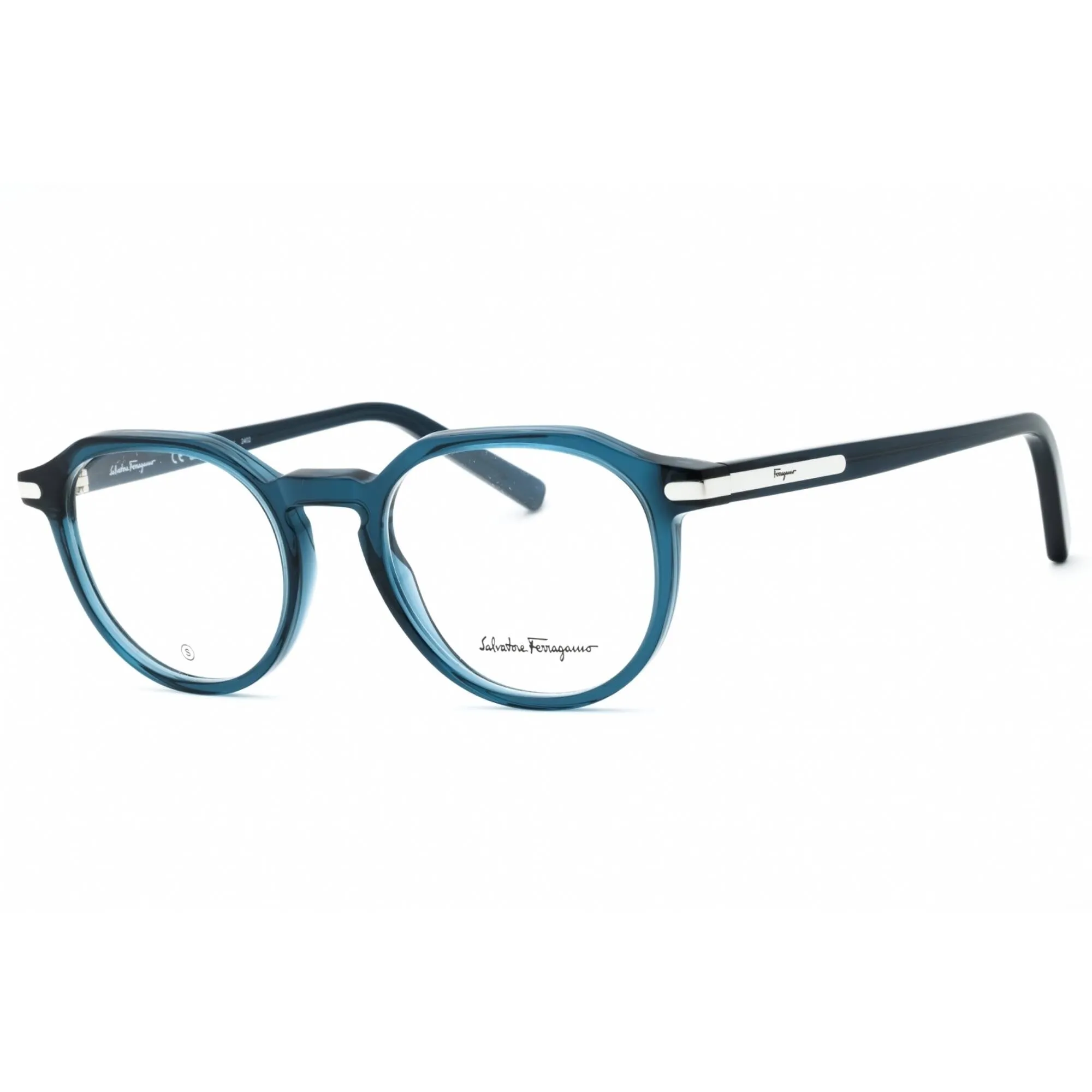Salvatore Ferragamo Men's Eyeglasses - Crystal Navy Blue Acetate Frame | SF2955 414