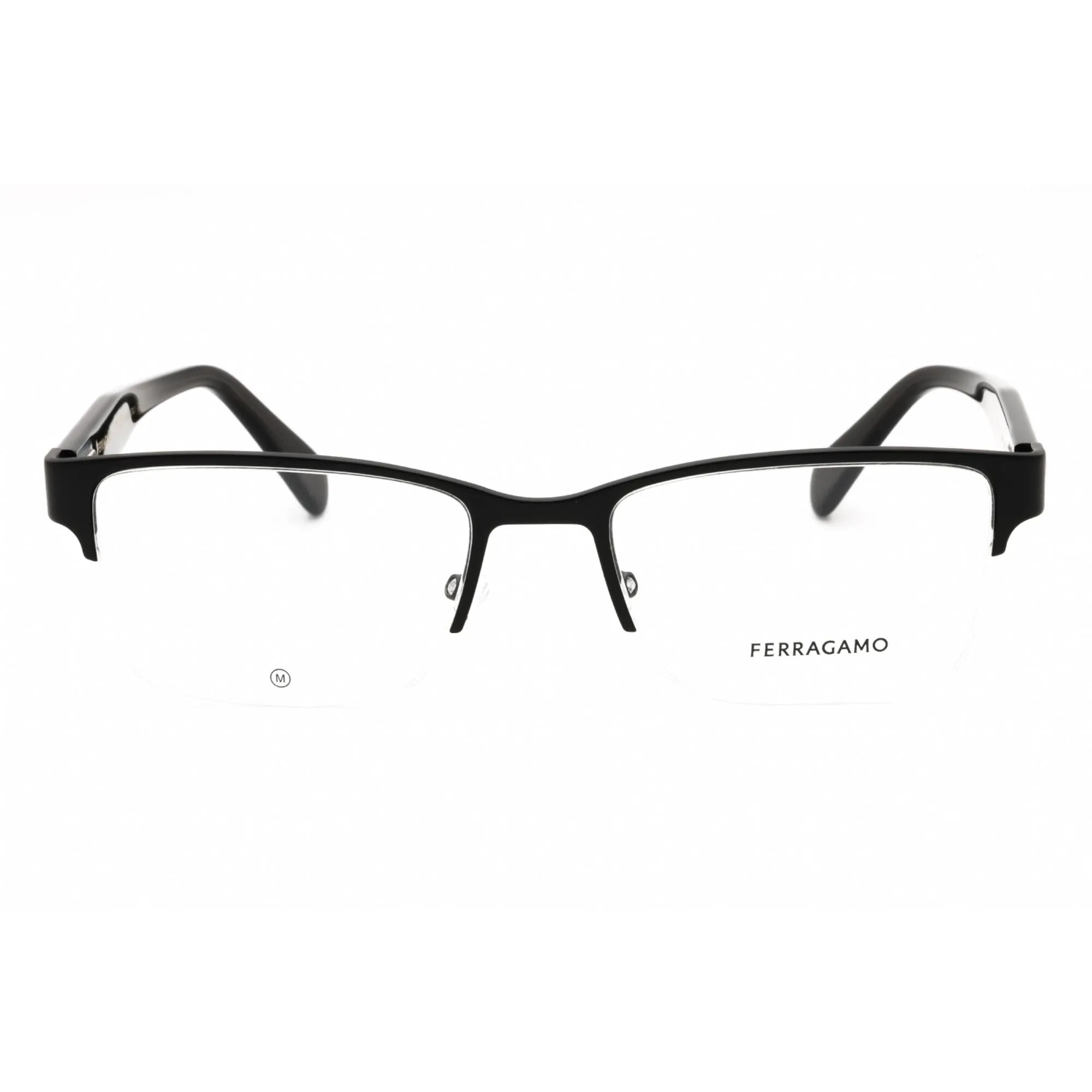 Salvatore Ferragamo Men's Eyeglasses - Matte Black Metal Half Rim Frame | SF2222 002