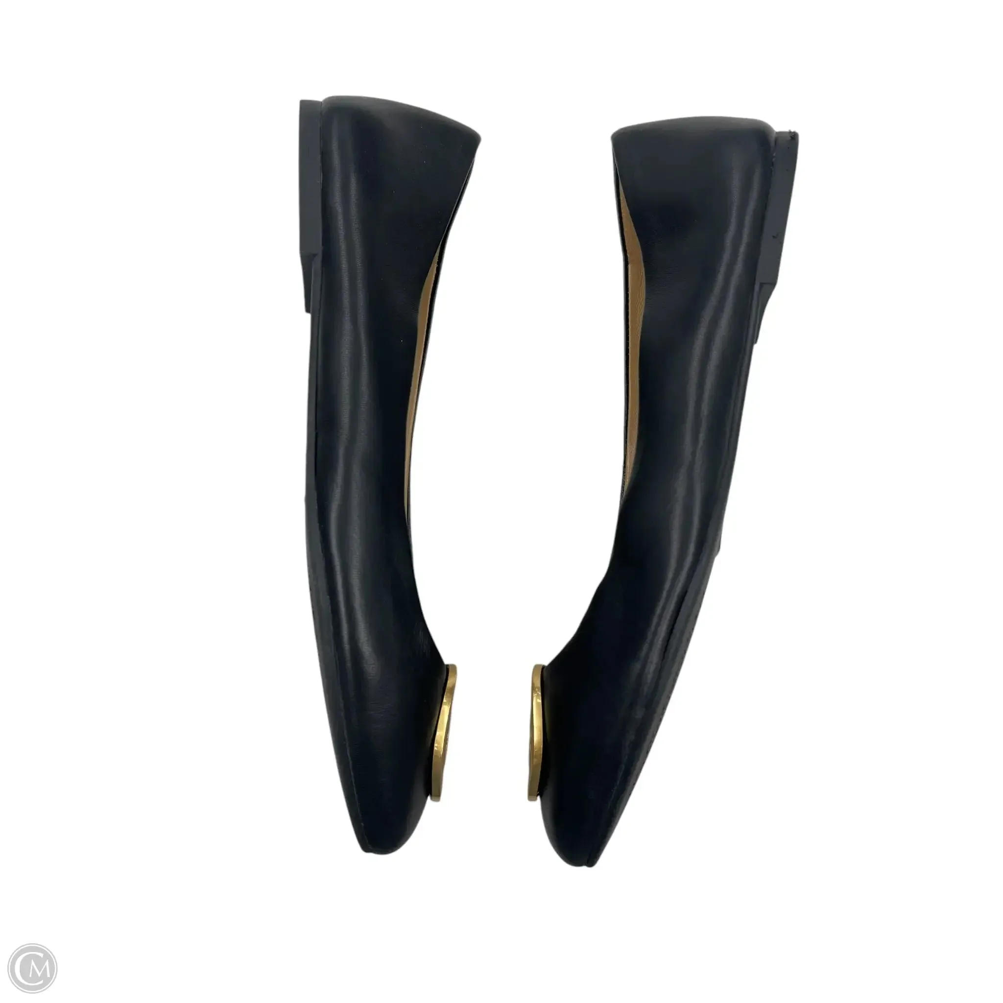 Shoes Designer By Tory Burch In Black & Gold, Size: 9.5