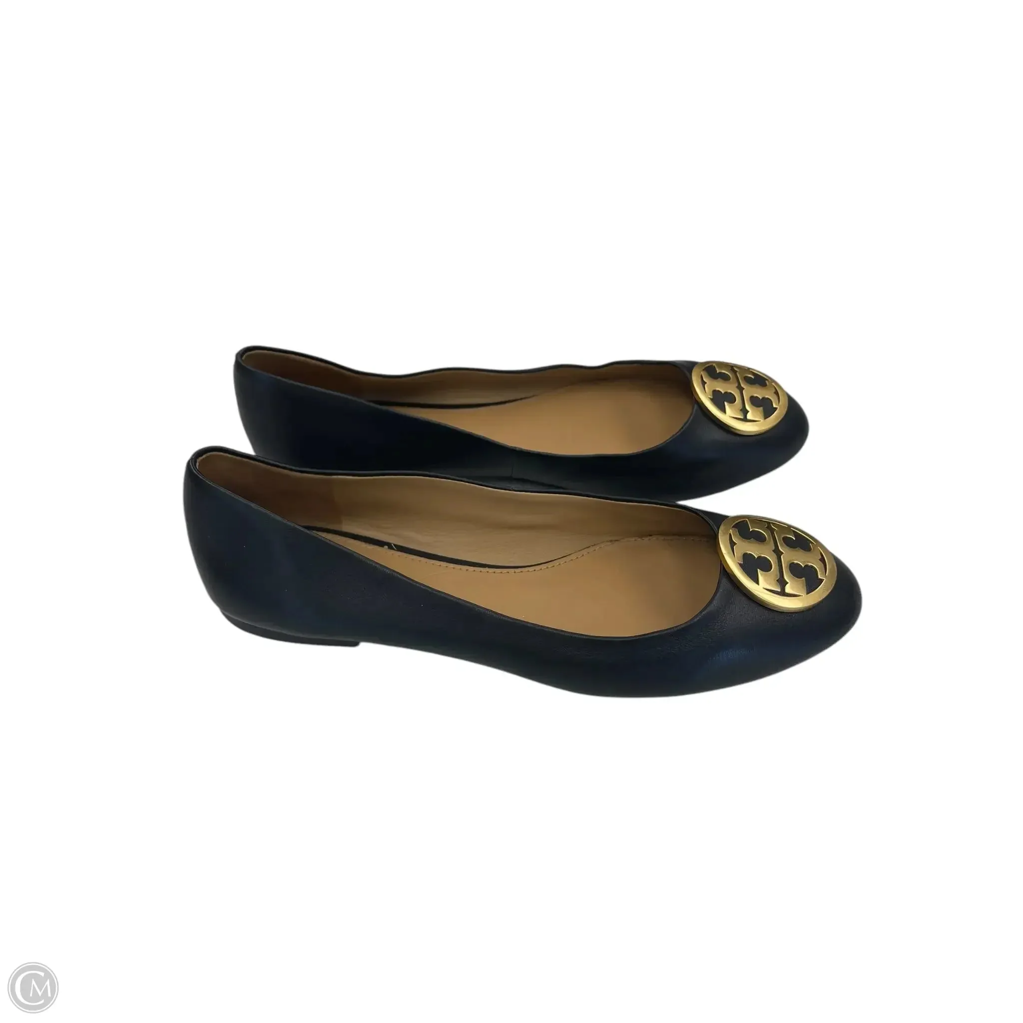 Shoes Designer By Tory Burch In Black & Gold, Size: 9.5