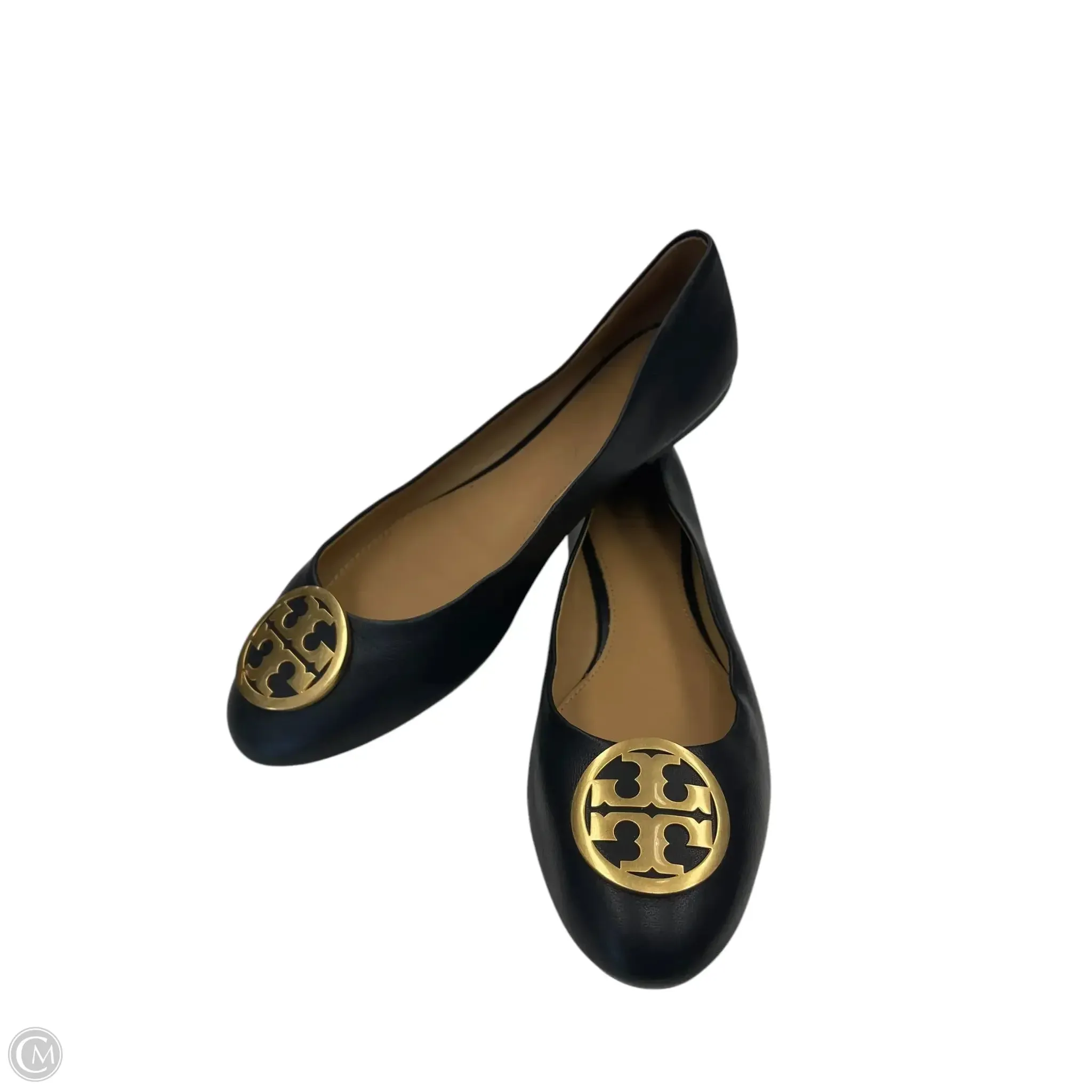 Shoes Designer By Tory Burch In Black & Gold, Size: 9.5
