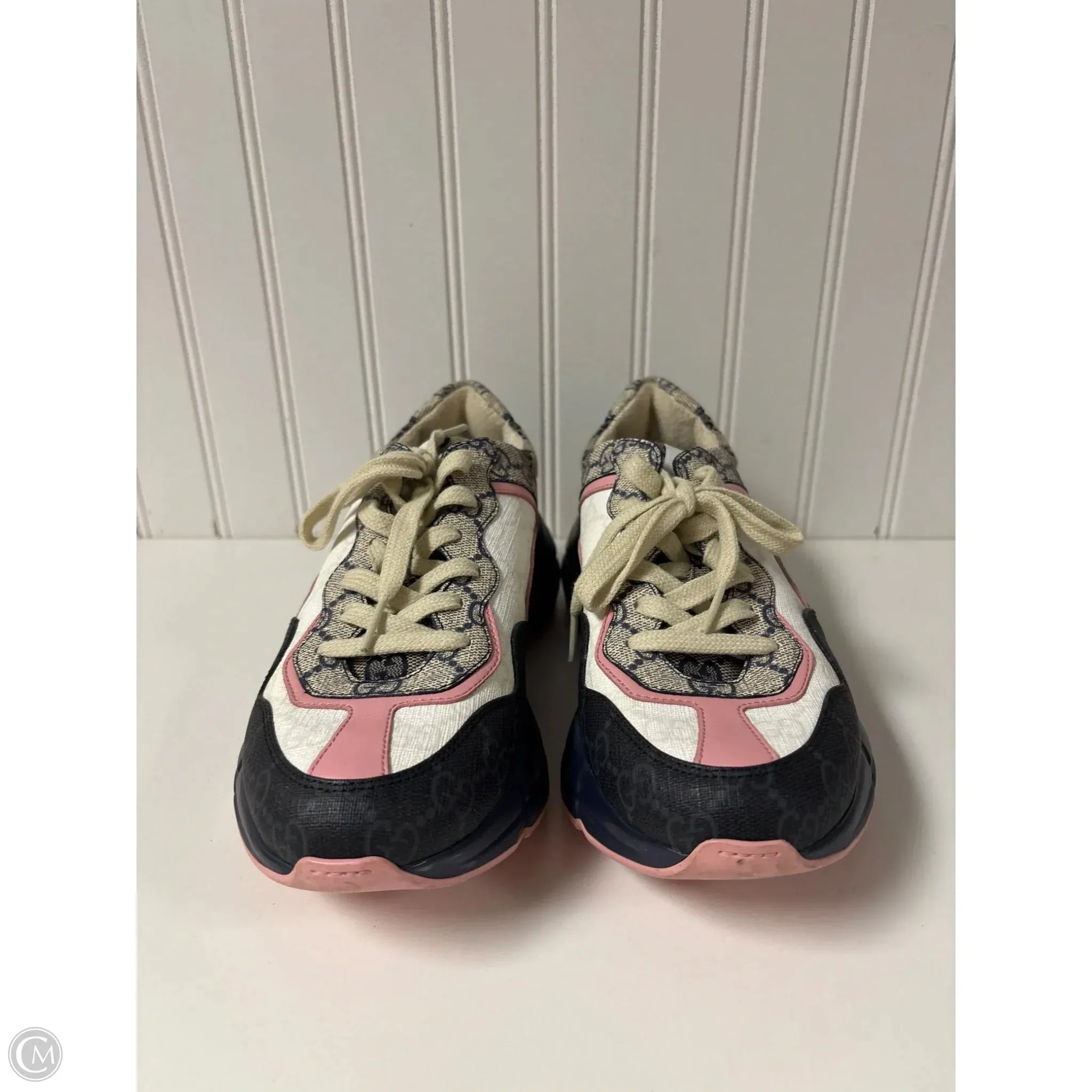 Shoes Luxury Designer By Gucci In Blue & Pink, Size: 7